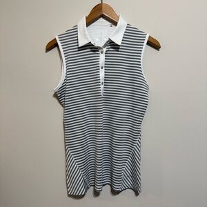 Cutter & Buck Annika Women’s Gray Stripe Collared Sleeveless Tank S